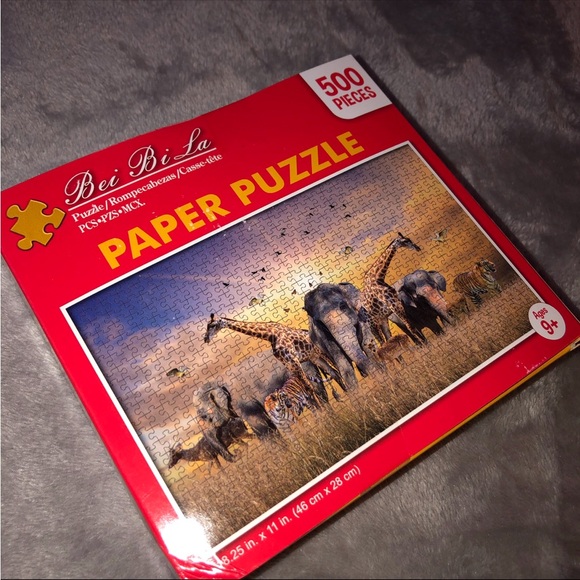 Bei Bi La 500 Piece Paper Puzzle/ Wildlife Animals in Africa/ Elephant, Tigers - Picture 2 of 11